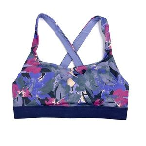 Patagonia Switchback Sports Bra Purple Abstract Floral Printed Size Medium